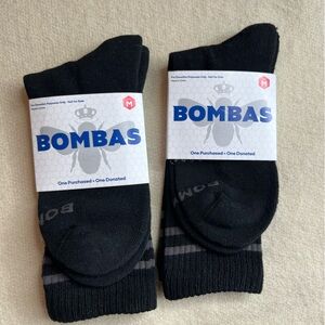Bombas Black Crew Athletic Socks Med- 2 Pair